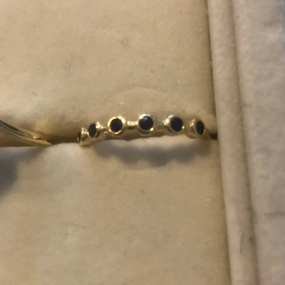 Gold-tone Ring with Blue Stone Accents